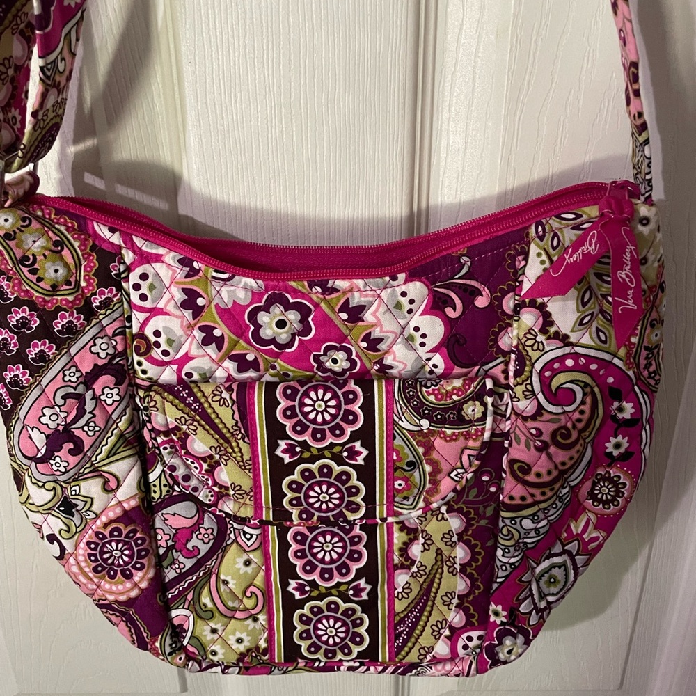 Vera Bradley Pink and Green Shoulder Bag with Paisley Design